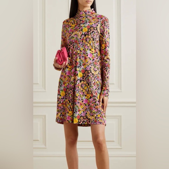 LA DoubleJ Dresses & Skirts - LA DOUBLE J Floral Paisley Suitcase Mini Dress Fluid Jersey Size Small